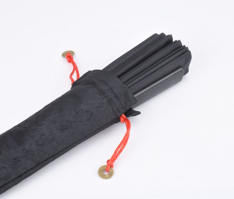 HONSHEN Folding Fan Black Large Hand Fan Chinese Kung Fu Tai Chi Hand Held ABS Plastic-Nylon Folding Fans for Men with a Fabric Case for Protection 13inch - Image 4